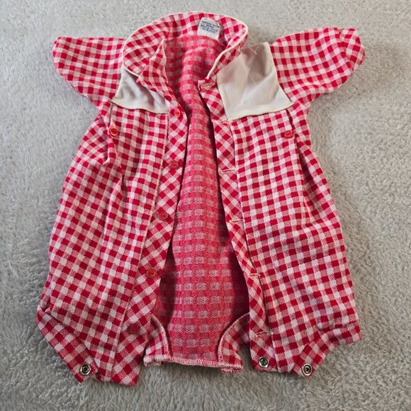 Baby Bliss Romper Size Medium Red Gingham Check Vintage Retro Summer 60s Unisex - Picture 3 of 14